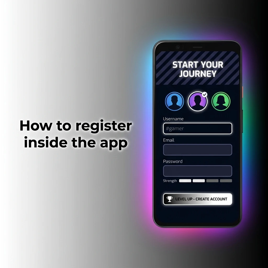 Step-by-step app registration guide for Bangladesh users showing sign up, OTP verification, and profile setup