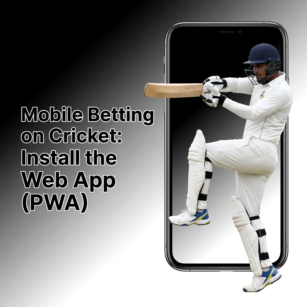 Mobile cricket betting PWA installed on Android and iOS home screen with live odds, cash out, and BDT stake options